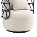Coolmore Upholstered Tufted Living Room Chair Textured Linen Fabric Accent Chair With Metal Stand Beige Linen