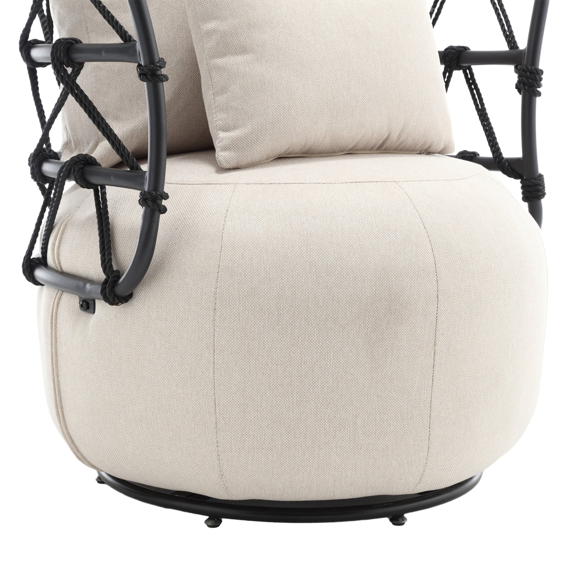 Coolmore Upholstered Tufted Living Room Chair Textured Linen Fabric Accent Chair With Metal Stand Beige Linen