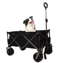 Folding Wagon, Heavy Duty Utility Beach Wagon Cart For Sand With Big Wheels, Adjustable Handle&Drink Holders For Shopping, Camping,Garden And Outdoor Black Garden & Outdoor American Design Fabric Steel