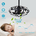 Hot Sell Industrial Ceiling Fan Light Kit For Living Room Bedroom Kitchen And Bladeless Caged Ceiling Fan With Lights Matte Black Abs Metal