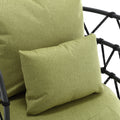 Coolmore Upholstered Tufted Living Room Chair Textured Linen Fabric Accent Chair With Metal Stand Olive Linen