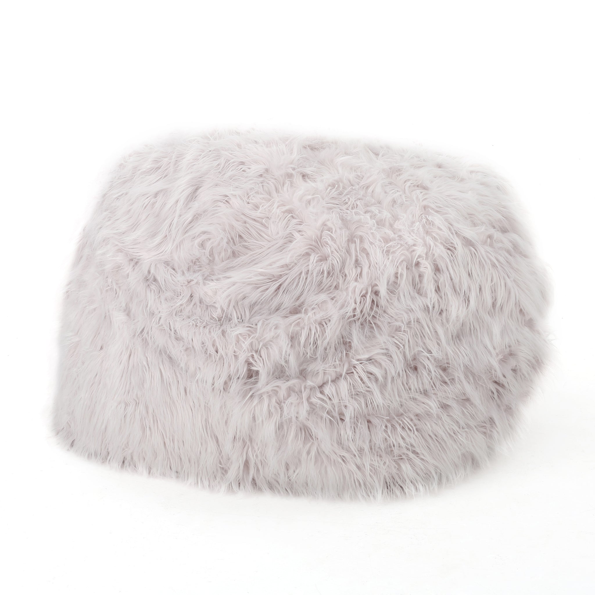 Mahin 5 Foot Rounded Faux Fur Bean Bag, Lavender Lavender Faux Fur