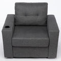 Modern Swivel Accent Sofa Chair, Ergonomic Casual 90 Degree Swivel Single Sofa Seat With Drink Holder Living Room Chair ,Soft Egyptian Velvet Sofa Chair Grey Brown Wood Primary Living Space Delicate Duty Pine 1 Seat Grey Linen Soft Cushion Back Art
