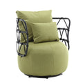 Coolmore Upholstered Tufted Living Room Chair Textured Linen Fabric Accent Chair With Metal Stand Olive Linen