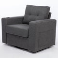 Modern Swivel Accent Sofa Chair, Ergonomic Casual 90 Degree Swivel Single Sofa Seat With Drink Holder Living Room Chair ,Soft Egyptian Velvet Sofa Chair Grey Brown Wood Primary Living Space Delicate Duty Pine 1 Seat Grey Linen Soft Cushion Back Art