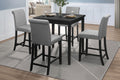 Counter Height 5Pc Dining Set Table And Chairs Black Gray Upholstered Transitional Wooden Furniture Breakfast Kitchen Set Wood Wood Black Seats 4 Wood Dining Room Casual,Transitional 4 Leg Square Dining Table With Chair Wood