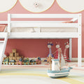 Twin Low Loft Bed With Slide, Ladder, Safety Guardrails, No Box Spring Needed,White Twin White American Design Pine