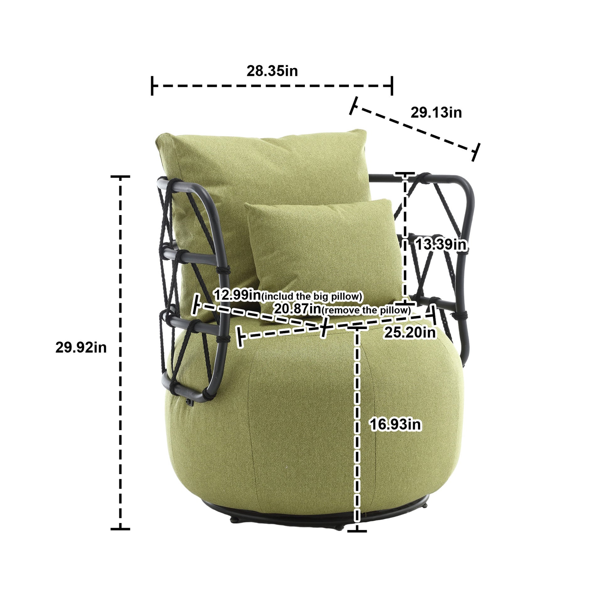Coolmore Upholstered Tufted Living Room Chair Textured Linen Fabric Accent Chair With Metal Stand Olive Linen