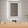 Led Bathroom Mirror, 20X28 Inch Bathroom Vanity Mirrors With Lights, Mirrors For Wall With Smart Touch Button, Anti Fog, Memory Function, Stepless Dimmable Makeup Mirror Horizontal Vertical White Aluminum