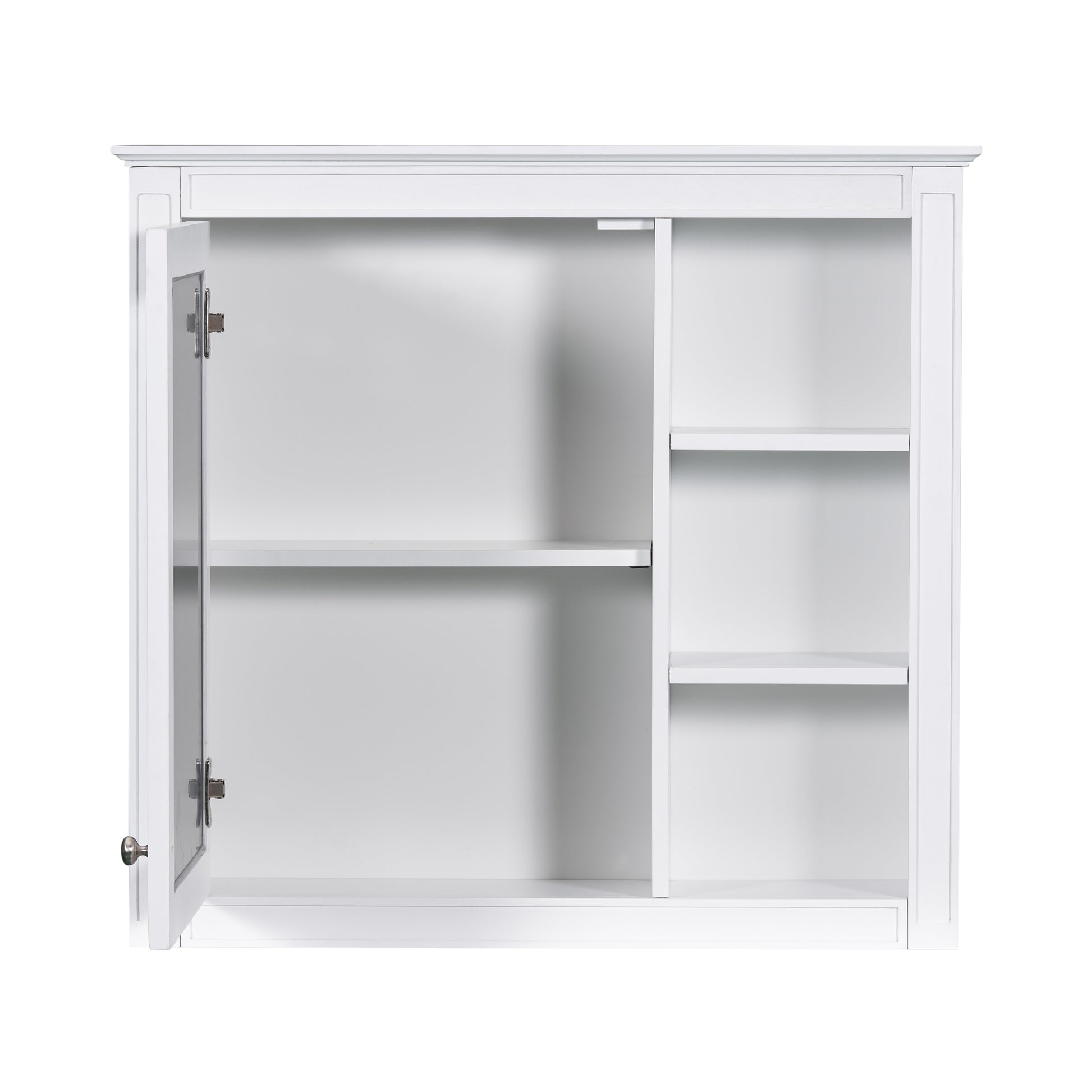 30'' X 28'' Medicine Cabinet, Wall Mounted Bathroom Storage Cabinet, Modern Bathroom Wall Cabinet With Mirror,Medicine Cabinet, Mirror Cabinet With 3 Open Shelves Not Include Bathroom Vanity White 1 5 Mirror Included Bathroom Wall Mounted Mdf Glass