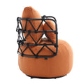 Coolmore Upholstered Tufted Living Room Chair Textured Linen Fabric Accent Chair With Metal Stand Orange Linen