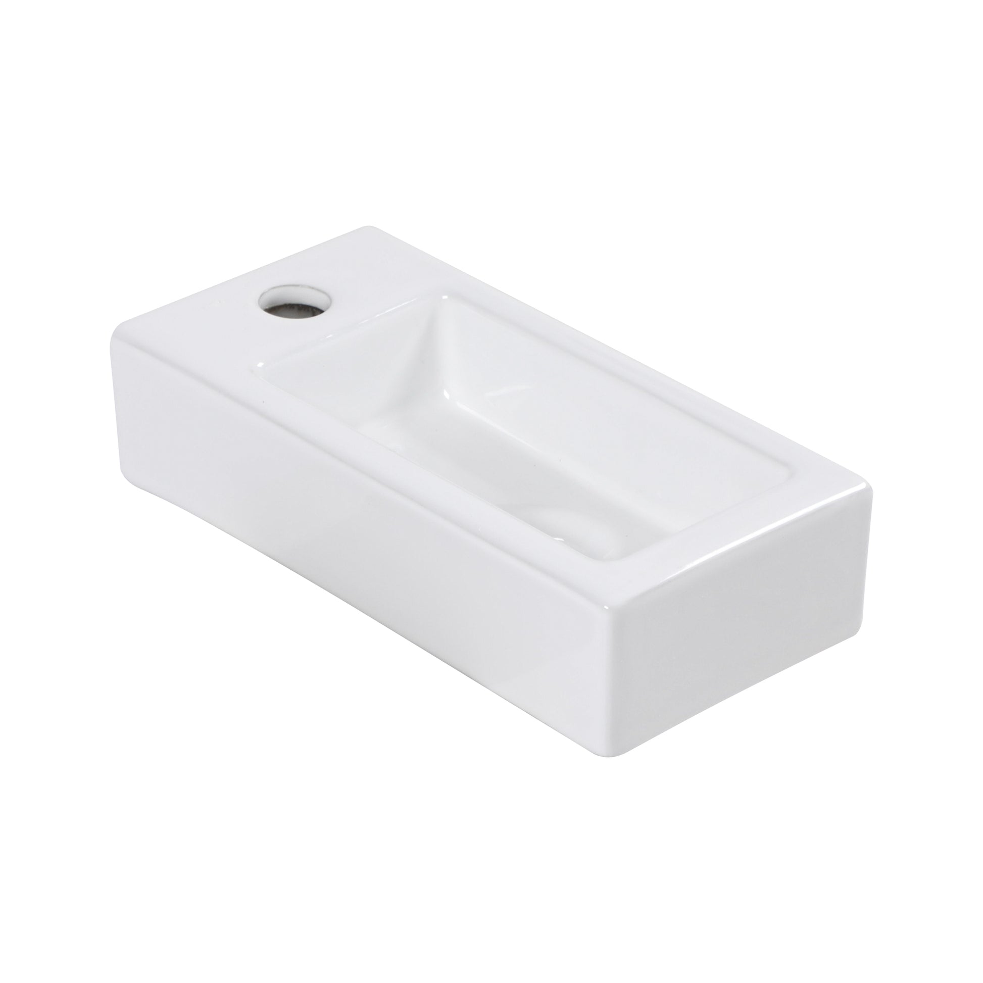 14.57X7.28 Inch White Ceramic Rectangle Wall Mount Bathroom Sink With Single Faucet Hole White Ceramic