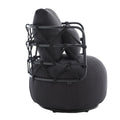 Coolmore Upholstered Tufted Living Room Chair Textured Linen Fabric Accent Chair With Metal Stand Black Linen