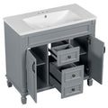 36'' Bathroom Vanity With Top Sink, Grey Mirror Cabinet, Modern Bathroom Storage Cabinet With 2 Soft Closing Doors And 2 Drawers, Single Sink Bathroom Vanity Grey Bathroom Mdf
