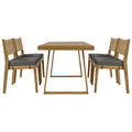 Multi Person Outdoor Acacia Wood Dining Table And Chair Set, Thick Cushions, Suitable For Balcony, Vourtyard, And Garden. Gray Acacia Wood