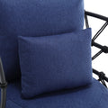 Coolmore Upholstered Tufted Living Room Chair Textured Linen Fabric Accent Chair With Metal Stand Navy Linen