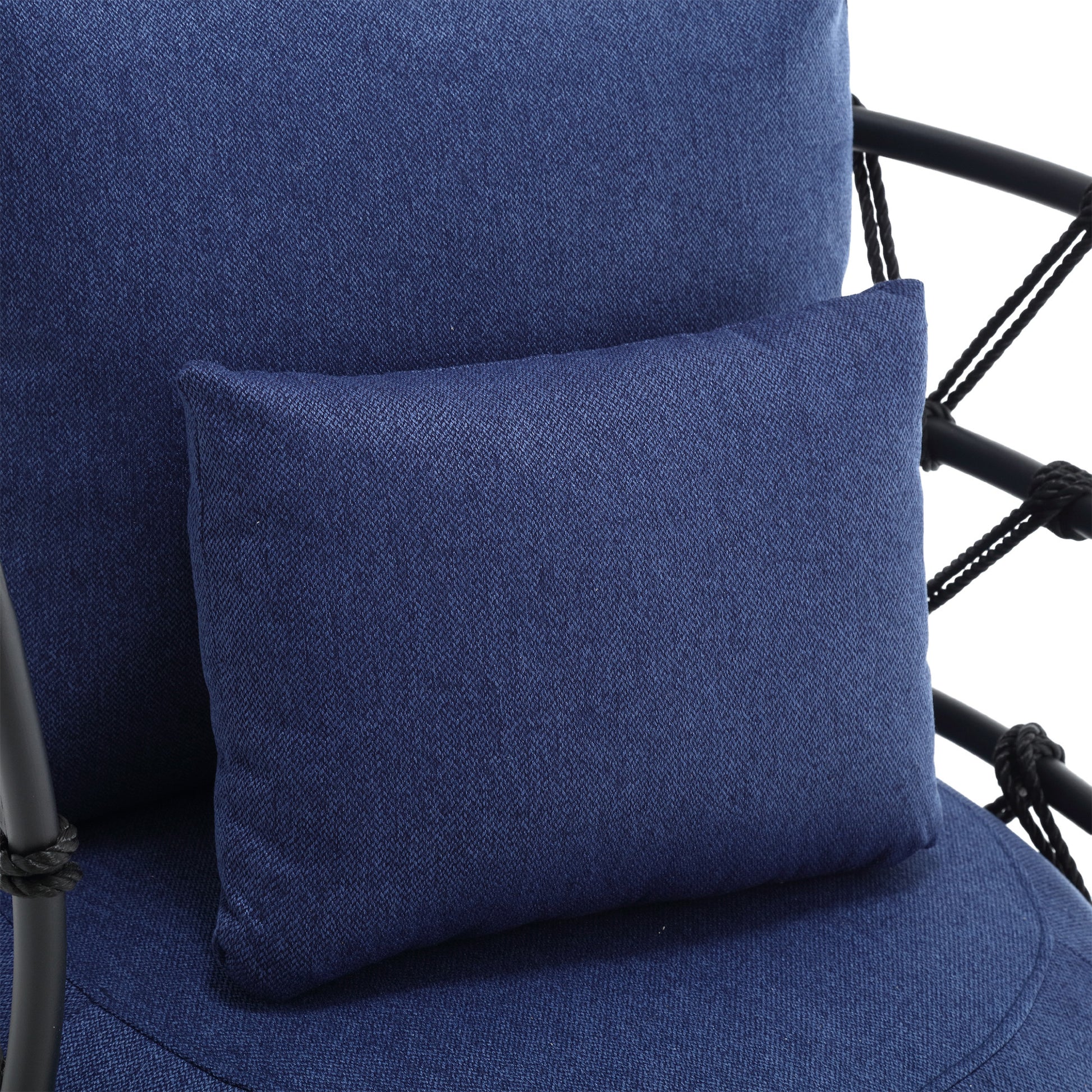 Coolmore Upholstered Tufted Living Room Chair Textured Linen Fabric Accent Chair With Metal Stand Navy Linen