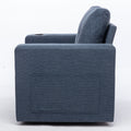 Modern Swivel Accent Sofa Chairergonomic Casual 90 Degree Swivel Single Sofa Seat With Drink Holder Living Room Chair ,Soft Egyptian Velvet Sofa Chair Blue Brown Wood Primary Living Space Delicate Duty Pine 1 Seat Blue Linen Soft Cushion Back Art