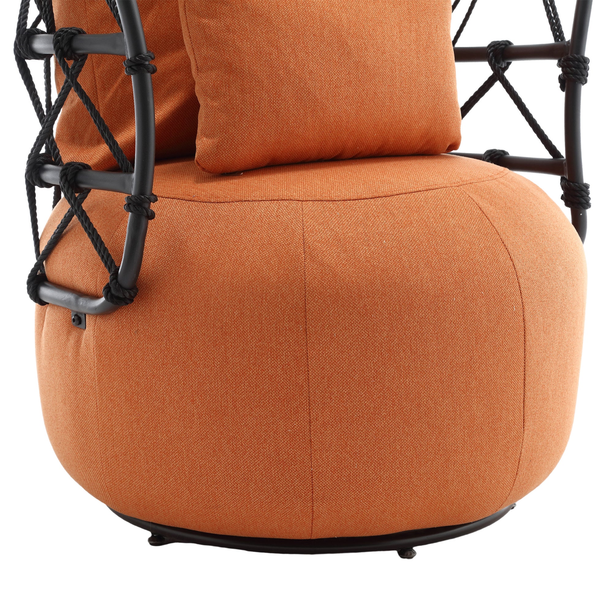 Coolmore Upholstered Tufted Living Room Chair Textured Linen Fabric Accent Chair With Metal Stand Orange Linen