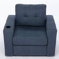 Modern Swivel Accent Sofa Chairergonomic Casual 90 Degree Swivel Single Sofa Seat With Drink Holder Living Room Chair ,Soft Egyptian Velvet Sofa Chair Blue Brown Wood Primary Living Space Delicate Duty Pine 1 Seat Blue Linen Soft Cushion Back Art