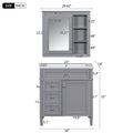 30'' Bathroom Vanity With Top Sink, Modern Bathroom Storage Cabinet With 2 Drawers And A Tip Out Drawer, Freestanding Vanity Set With Mirror Cabinet, Single Sink Bathroom Vanity 3 Grey 2 5 Bathroom