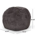 Lily Modern 5 Foot Faux Fur Cozy Bean Bag, Brown Beige Brown Beige Faux Fur