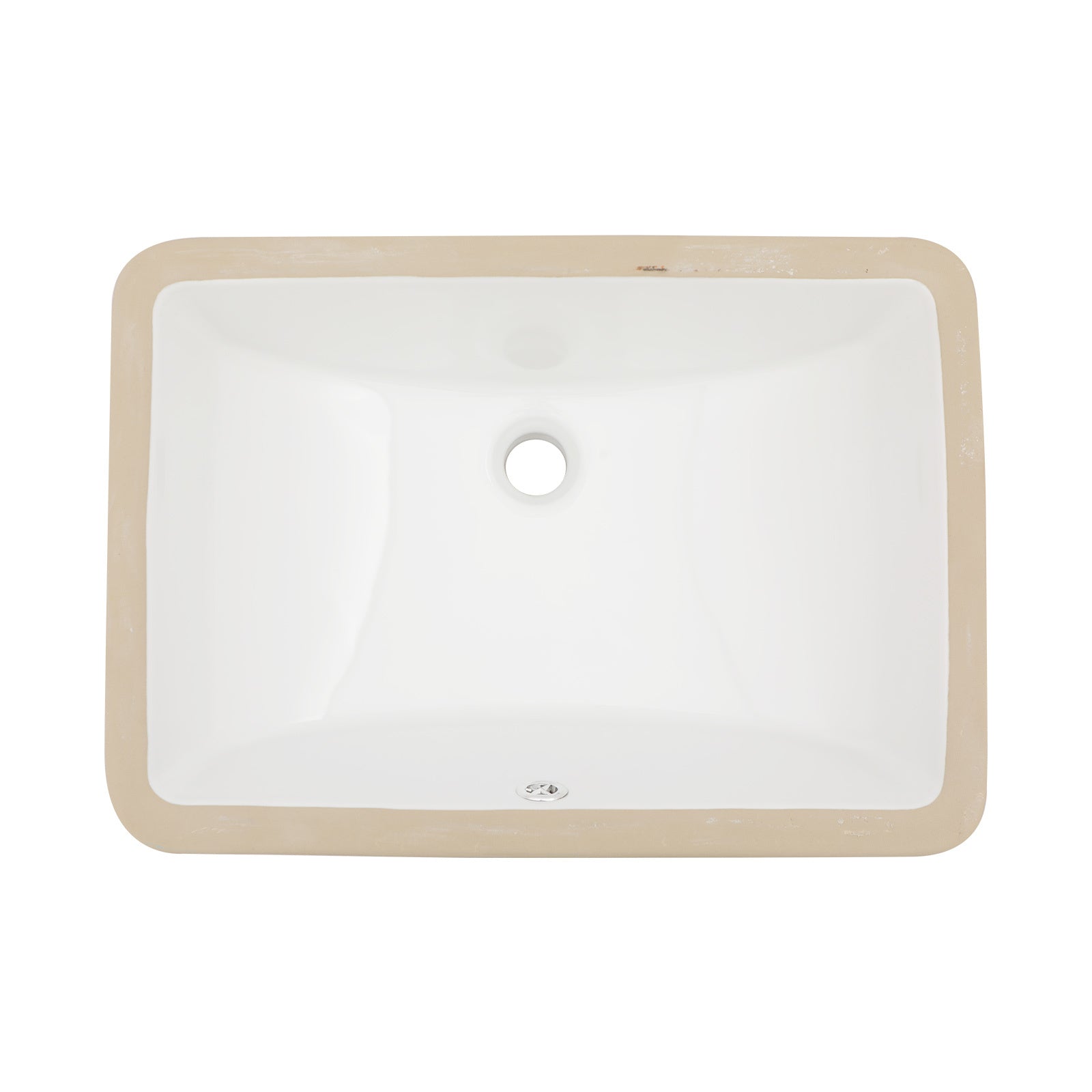 19.7"X14" White Ceramic Rectangular Undermount Bathroom Sink With Overflow White Ceramic