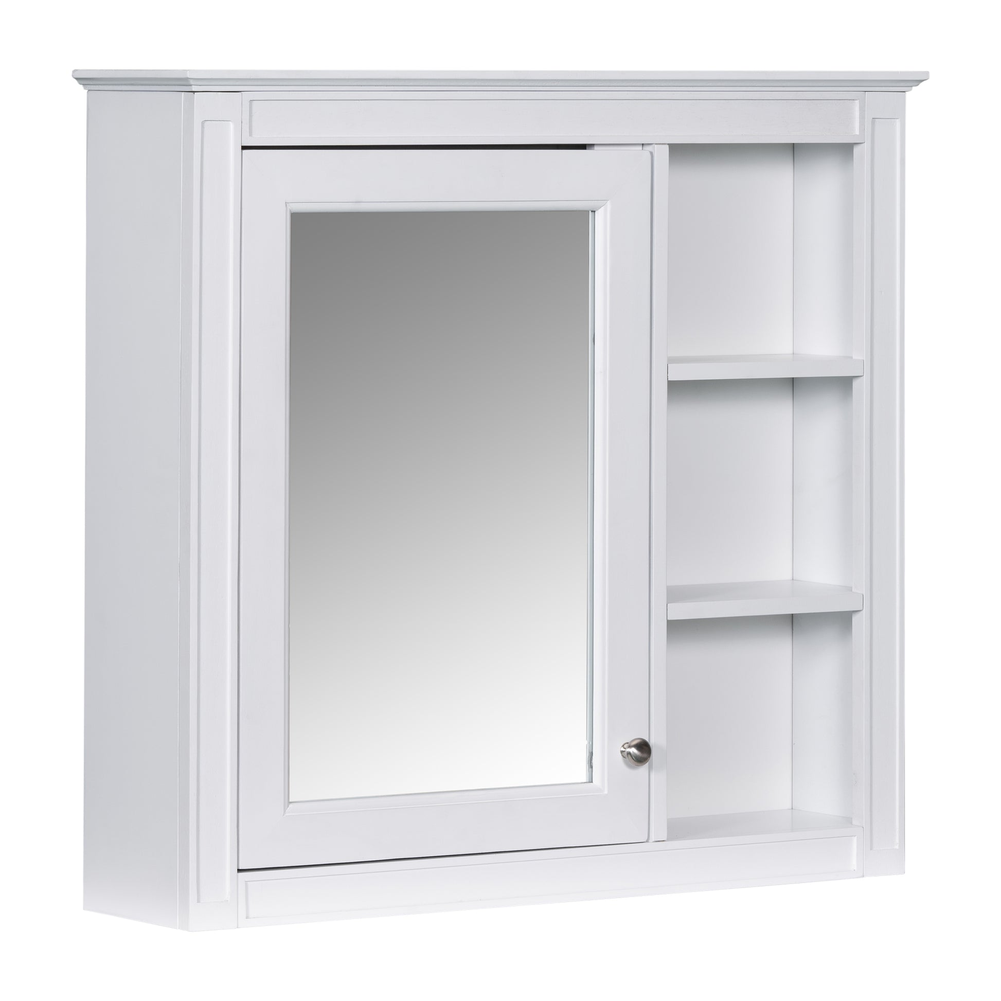 30'' X 28'' Medicine Cabinet, Wall Mounted Bathroom Storage Cabinet, Modern Bathroom Wall Cabinet With Mirror,Medicine Cabinet, Mirror Cabinet With 3 Open Shelves Not Include Bathroom Vanity White 1 5 Mirror Included Bathroom Wall Mounted Mdf Glass