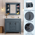 36'' Bathroom Vanity With Top Sink, Royal Blue Mirror Cabinet, Modern Bathroom Storage Cabinet With 2 Soft Closing Doors And 2 Drawers, Single Sink Bathroom Vanity Blue Mdf