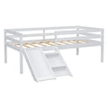 Twin Low Loft Bed With Slide, Ladder, Safety Guardrails, No Box Spring Needed,White Twin White American Design Pine