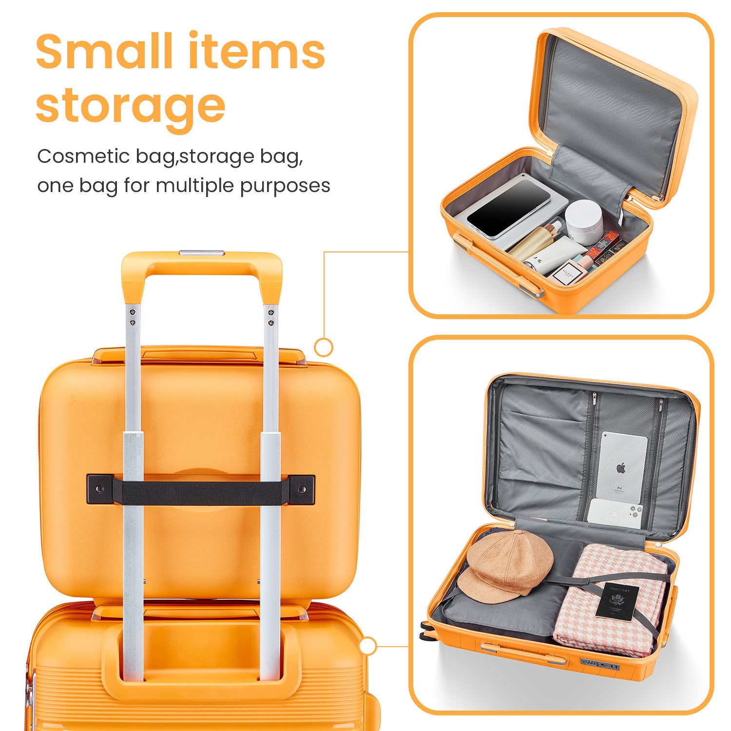 Luggage Sets 4 Piece 14 20 24 28 Pp Lightweight & Durable Expandable Suitcase Orange Polypropylene