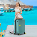 Contrast Color Hardshell Luggage 28Inch Expandable Spinner Suitcase With Tsa Lock Lightweight Teal Blue Abs