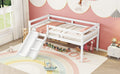 Twin Low Loft Bed With Slide, Ladder, Safety Guardrails, No Box Spring Needed,White Twin White American Design Pine