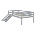 Twin Low Loft Bed With Slide, Ladder, Safety Guardrails, No Box Spring Needed,Grey Twin Grey American Design Pine