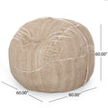 Vida 5 Foot Rounded Faux Fur Bean Bag, Snow White Beige White Base Cream Shade Faux Fur