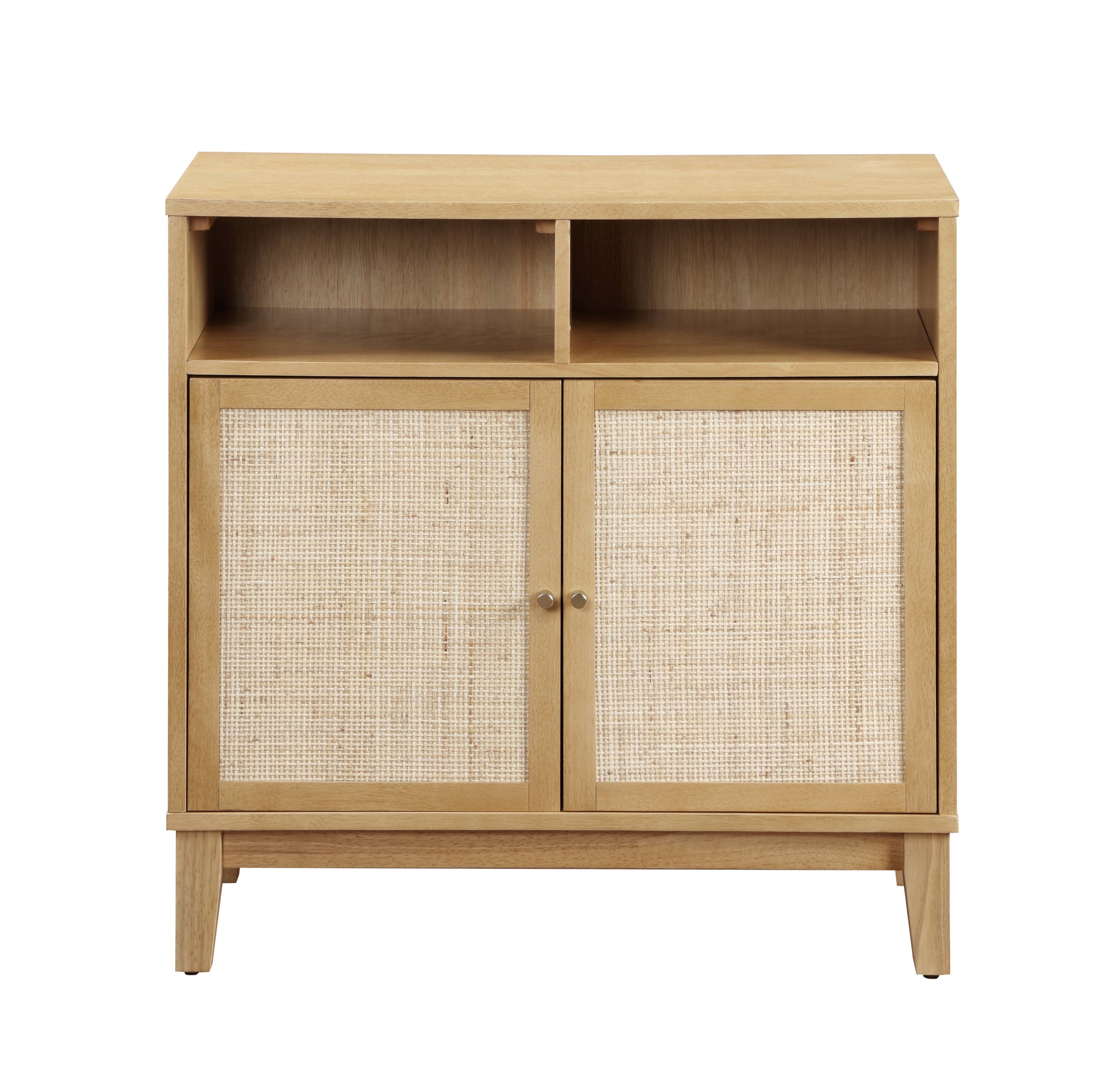 Buffet Cabinet With Storage,Storage Cabinet With Natural Rattan Decorated Doors,Rattan Cabinet With Adjustable Shelf,Sideboard For Living Room,Kitchen,Hallway,2 Doors, Storage, Natural Natural Rubber Wood