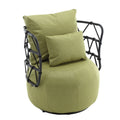 Coolmore Upholstered Tufted Living Room Chair Textured Linen Fabric Accent Chair With Metal Stand Olive Linen