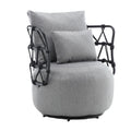 Coolmore Upholstered Tufted Living Room Chair Textured Linen Fabric Accent Chair With Metal Stand Gray Linen