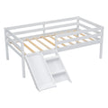 Twin Low Loft Bed With Slide, Ladder, Safety Guardrails, No Box Spring Needed,White Twin White American Design Pine