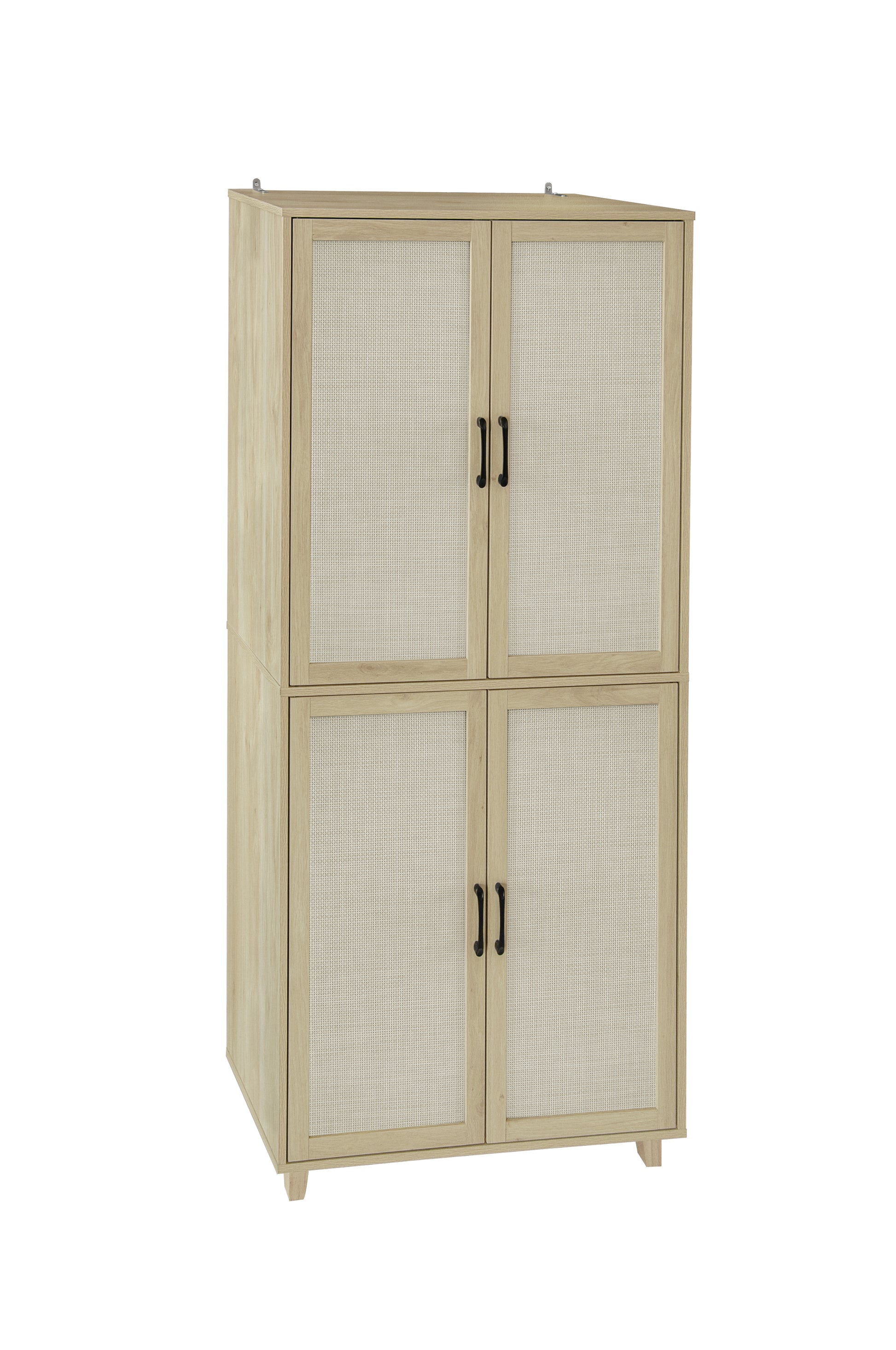 4 Door Cabinet, With 4 Adjustable Inner Shelves, Storage Cabinet Natural Mdf