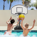 Portable Poolside Basketball Hoop Swimming Pool 3.1Ft To 4.7Ft Height Adjustable Basketball System Goal Stand For Kids White Black Steel