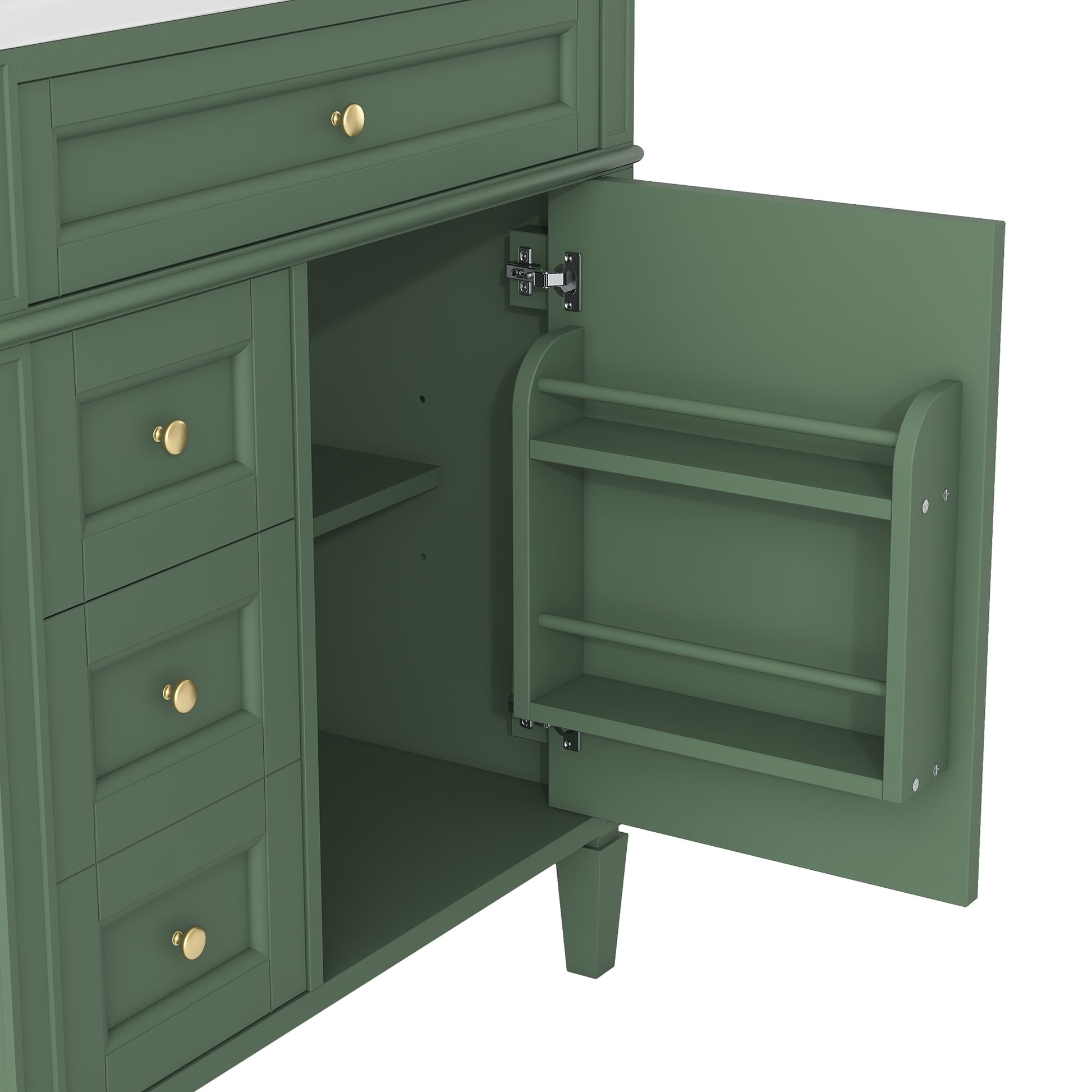 30'' Bathroom Vanity With Top Sink, Modern Bathroom Storage Cabinet With 2 Drawers And A Tip Out Drawer, Freestanding Vanity Set With Mirror Cabinet, Single Sink Bathroom Vanity 3 Green 2 5 Bathroom Freestanding Solid Wood Mdf Resin Painted