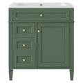 30'' Bathroom Vanity With Top Sink, Modern Bathroom Storage Cabinet With 2 Drawers And A Tip Out Drawer, Freestanding Vanity Set With Mirror Cabinet, Single Sink Bathroom Vanity 3 Green 2 5 Bathroom Freestanding Solid Wood Mdf Resin Painted