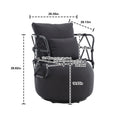 Coolmore Upholstered Tufted Living Room Chair Textured Linen Fabric Accent Chair With Metal Stand Black Linen