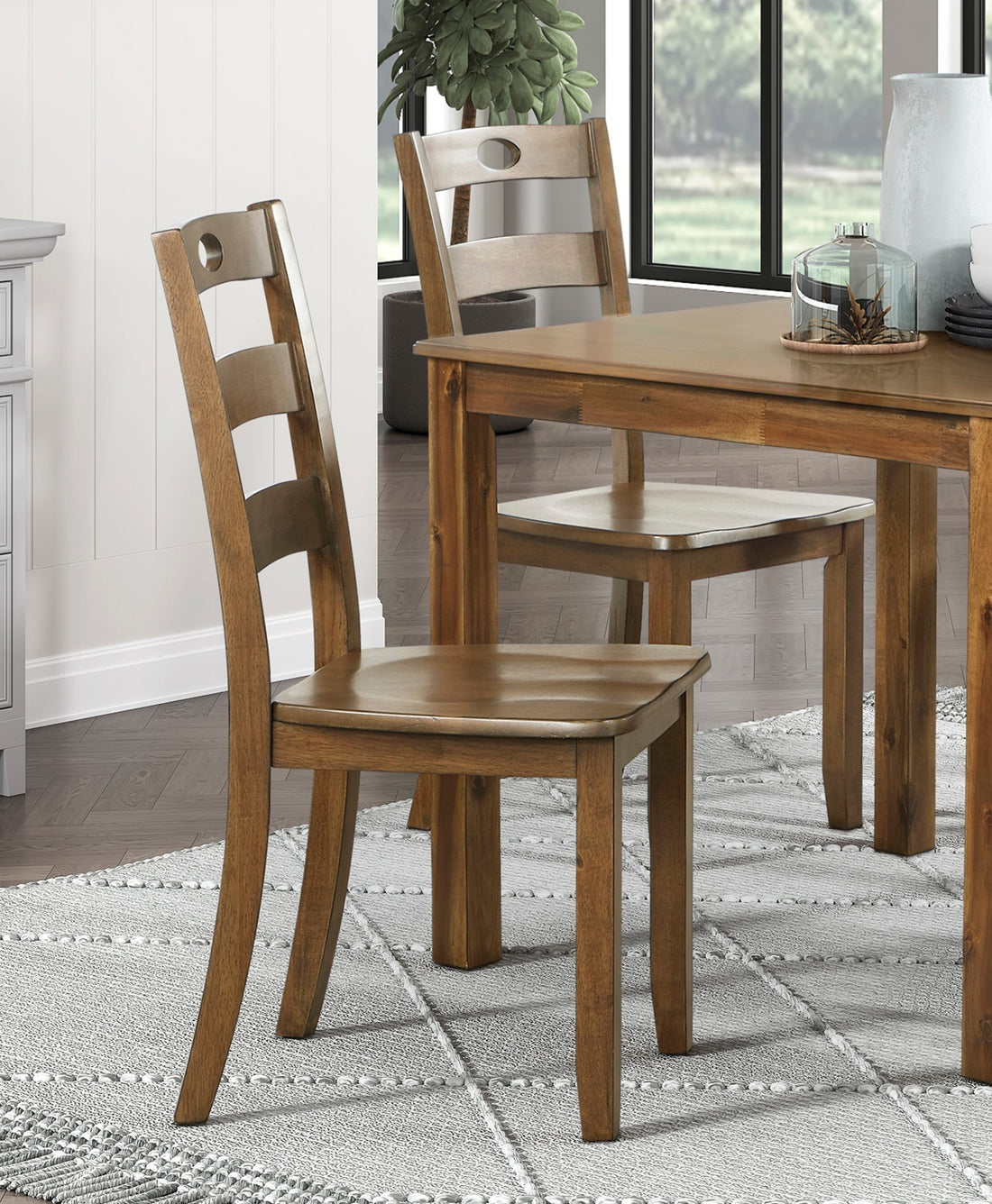 5Pc Dining Set Walnut Finish Table And 4 Side Chairs Set Wooden Kitchen Dining Furniture Transitional Style Wood Walnut Seats 4 Wood Dining Room 36 Inches Casual,Transitional Square Dining Table With Chair Wood