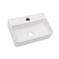 14.5X10 Inch White Ceramic Rectangle Wall Mount Bathroom Sink With Single Faucet Hole White Ceramic