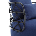 Coolmore Upholstered Tufted Living Room Chair Textured Linen Fabric Accent Chair With Metal Stand Navy Linen