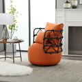 Coolmore Upholstered Tufted Living Room Chair Textured Linen Fabric Accent Chair With Metal Stand Orange Linen