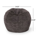 Vida 3 Foot Rounded Faux Fur Bean Bag, Brown Beige Brown Beige Faux Fur