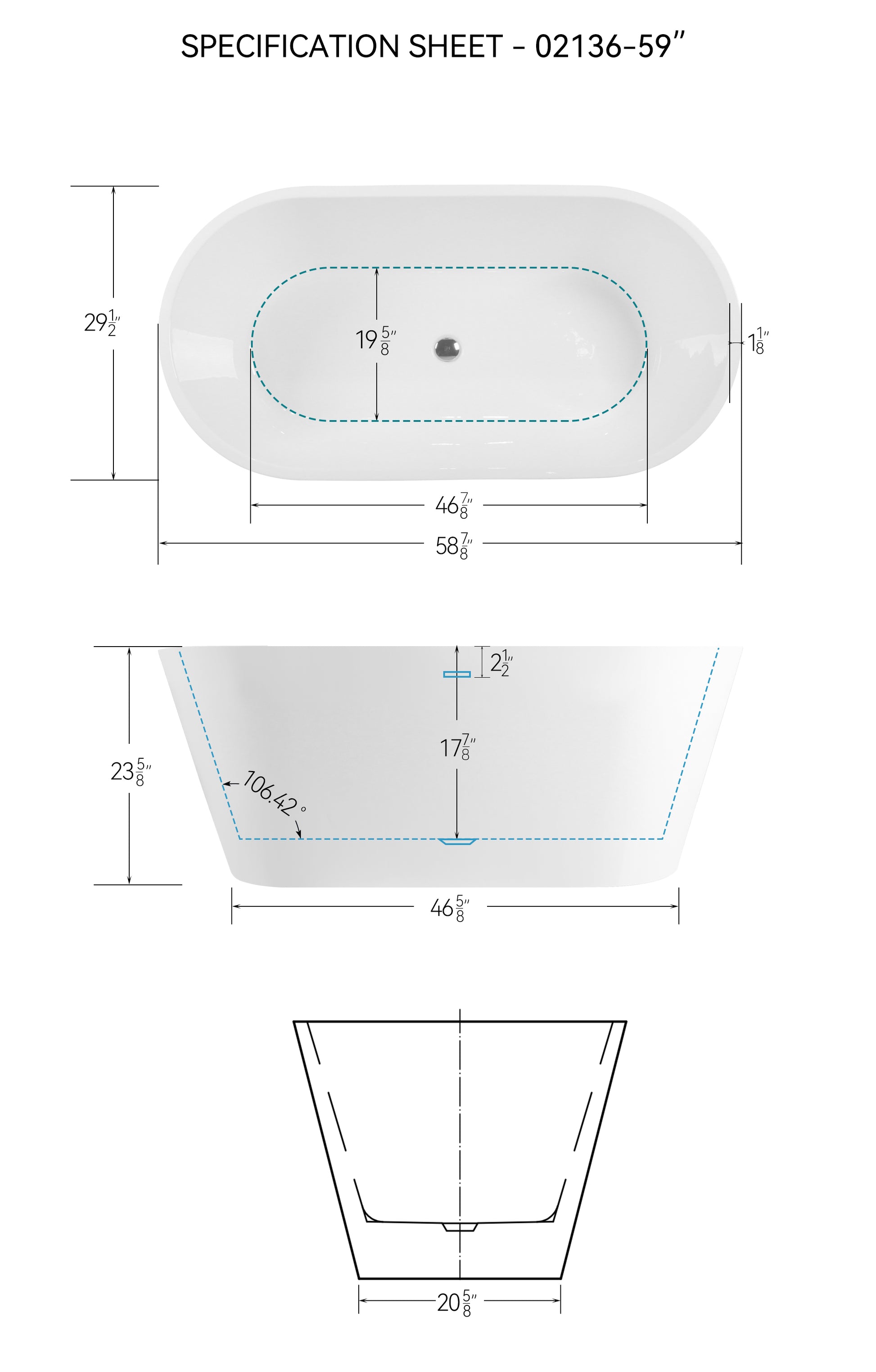 59" Acrylic Freestanding Bathtub, Modern & Contemporary Design Soaking Tub With Toe Tap Drain In Chrome And Classic Slotted Overflow, Glossy White, Cupc Certified, 02136 Glossy White Oval Bathroom Freestanding Tubs Polished 59 61 In Contemporary Soaking